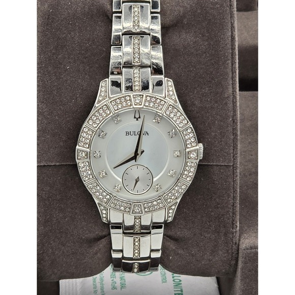 Bulova Ladies\' Classic Crystal Stainless Steel 2-Hand 96L291 NEEDS BATT SEE PICS main image 16
